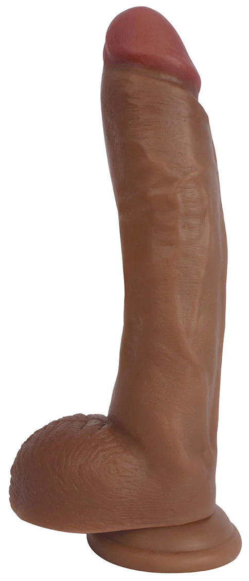 10" BARESKIN DILDO BY JOCK w. BALLS - Dark - Image 2