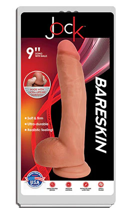 9" BARESKIN DILDO BY JOCK w. BALLS - Light - Image 3