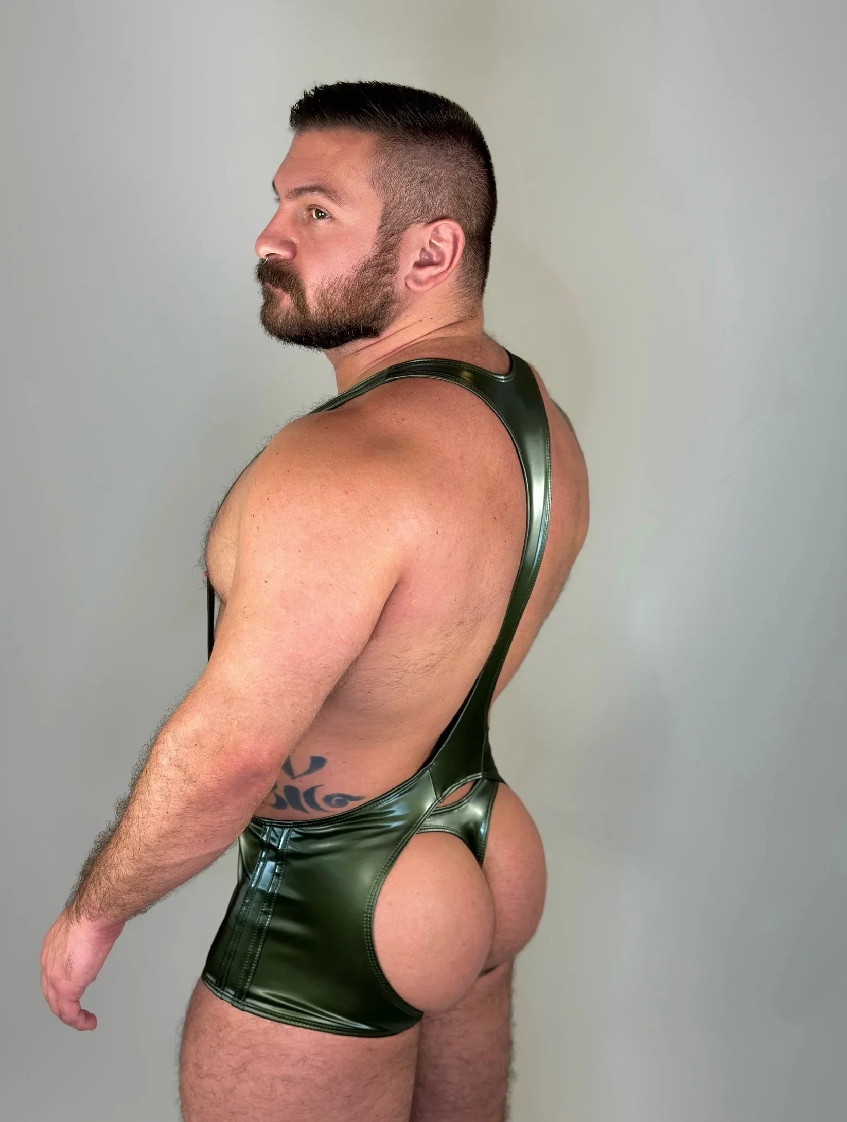 Alfons Dovana Army Green Iridescent Jock Singlet - Image 4