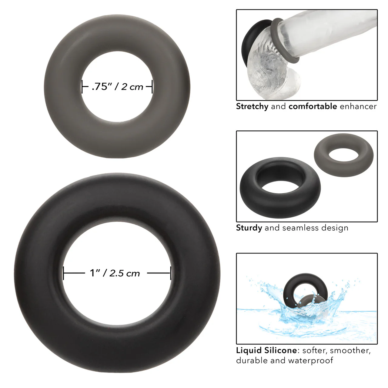 Alpha Liquid Silicone Prolong Cock Ring (2 Piece Set) - Image 5