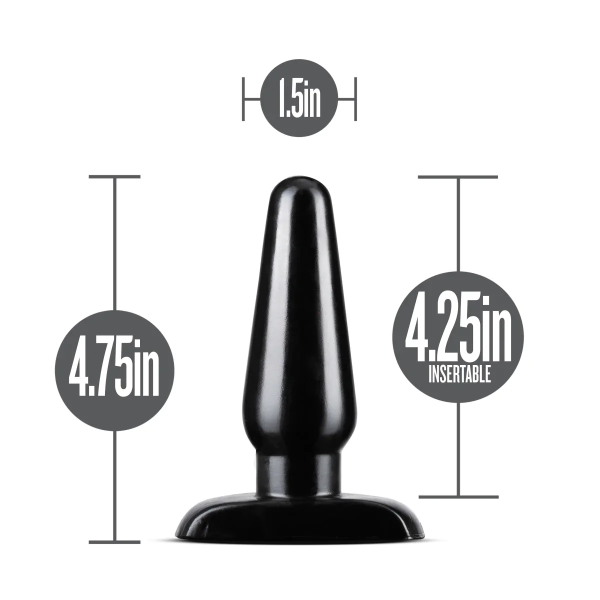 Anal Adventures Basic Black 4.75-Inch Anal Plug - Image 2