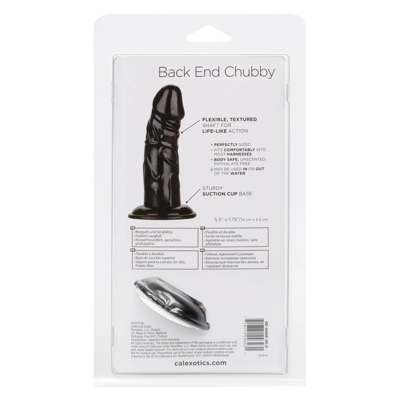 Anal Toys Back End Chubby Suction Cup Base Dildo - Black - Image 4