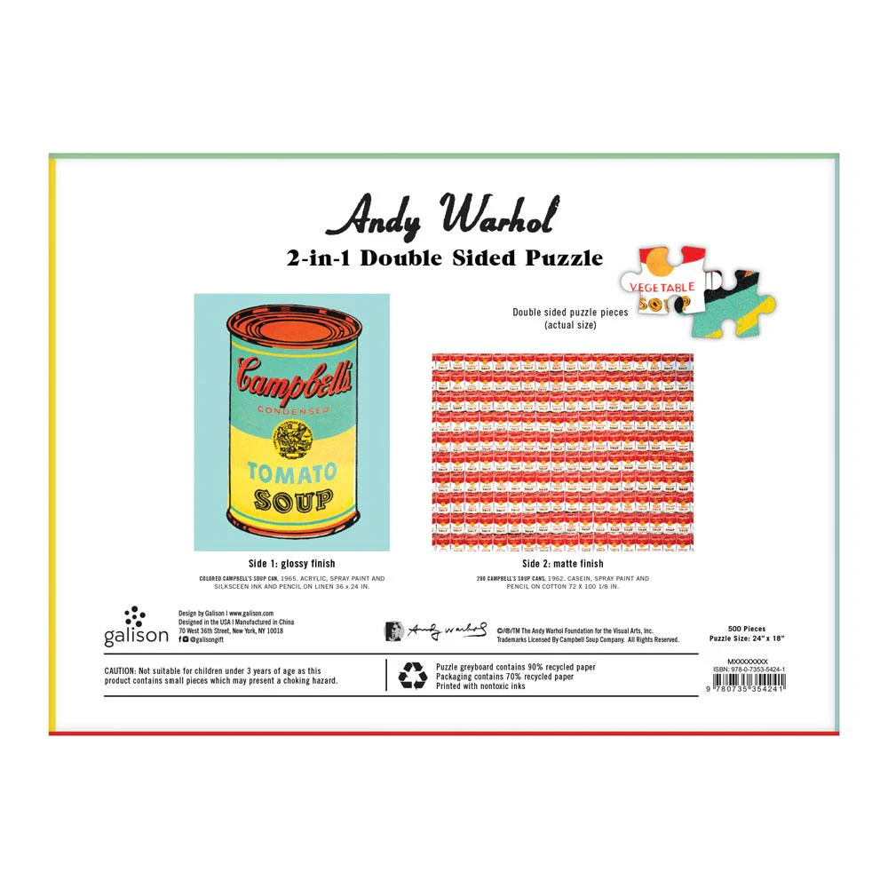 Andy Warhol Soup Can 2-Sided 500 Piece Puzzle - Image 8