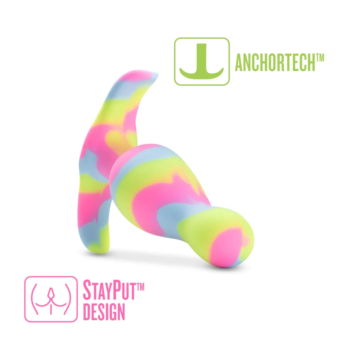 Avant Kaleido Lime Artisan 3 Inch Tapered Stayput Butt Plug with Pleasure Curves - Image 2