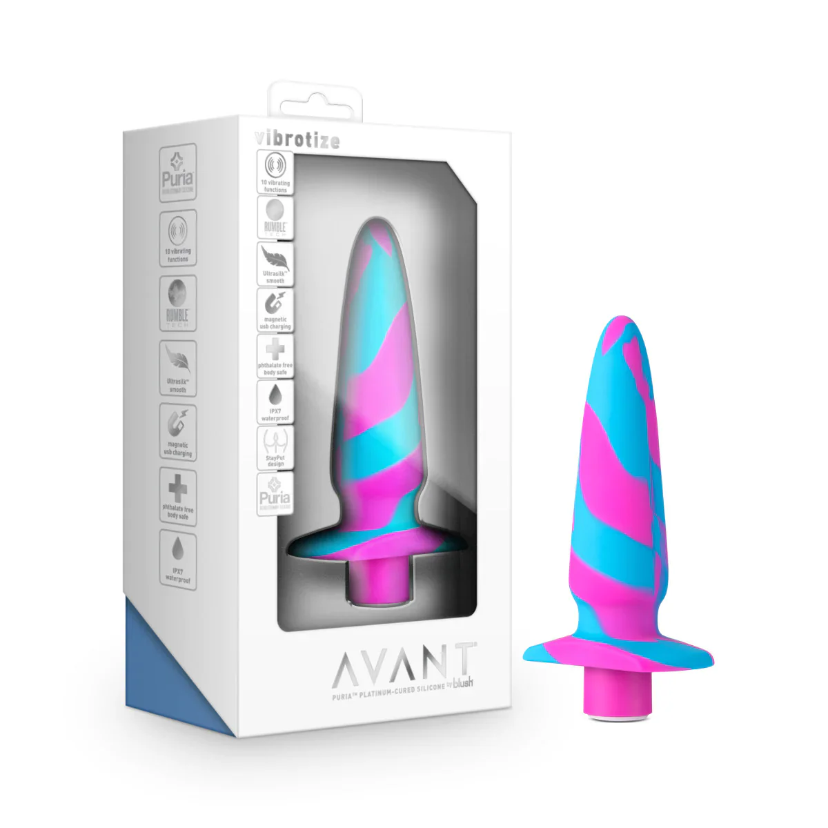 Avant Vibrotize Fuchsia Artisan 5 Inch Powerful Vibrating Stayput™ Butt Plug - Image 2