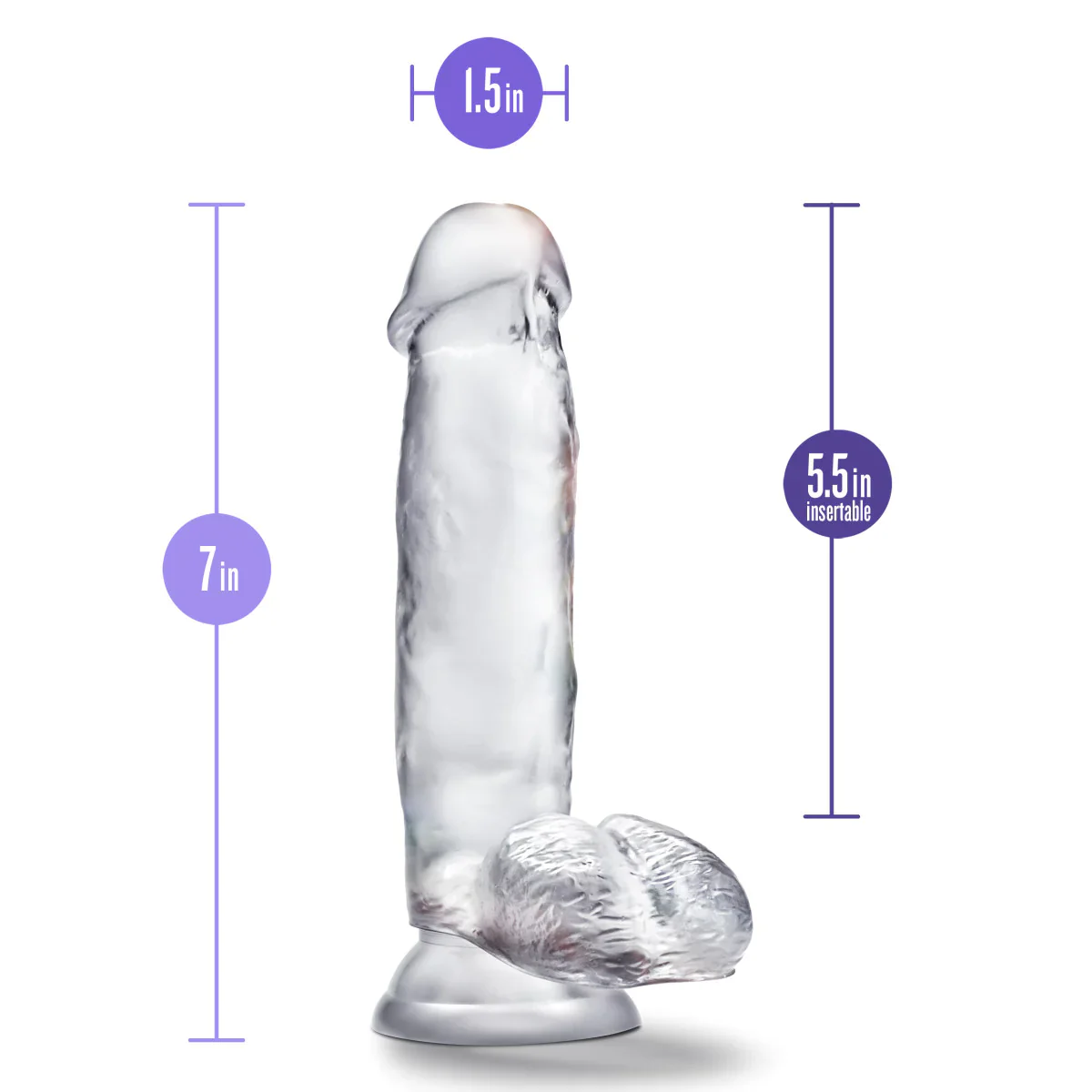 B Yours Diamond Gleam Realistic Clear 7-Inch Long Dildo - Image 3