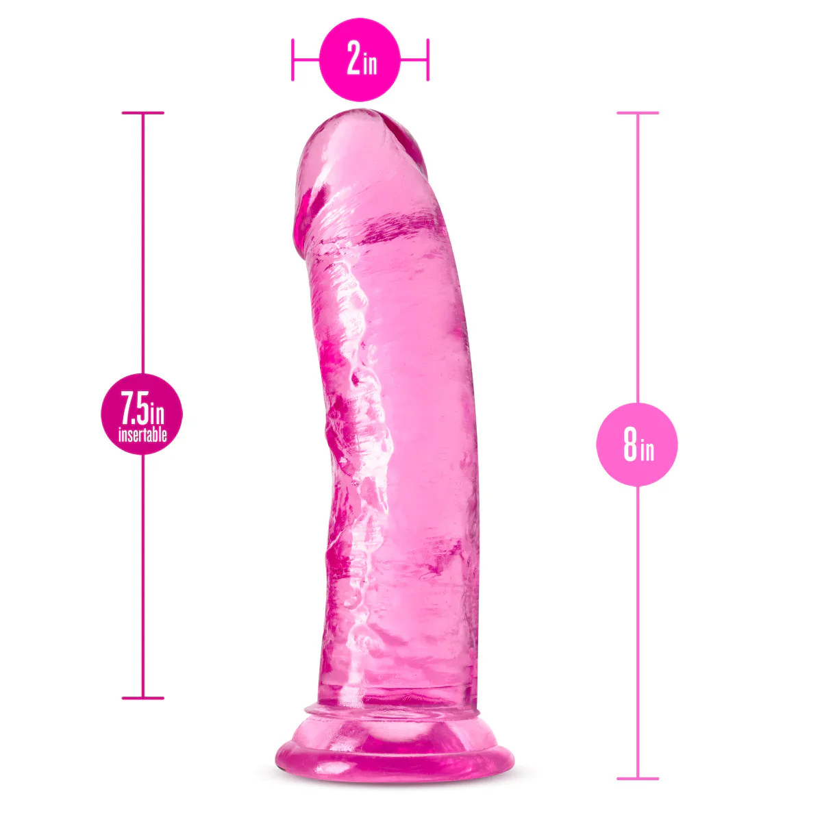 B Yours Plus Roar N' Ride Realistic Pink 8-Inch Long Dildo - Image 2