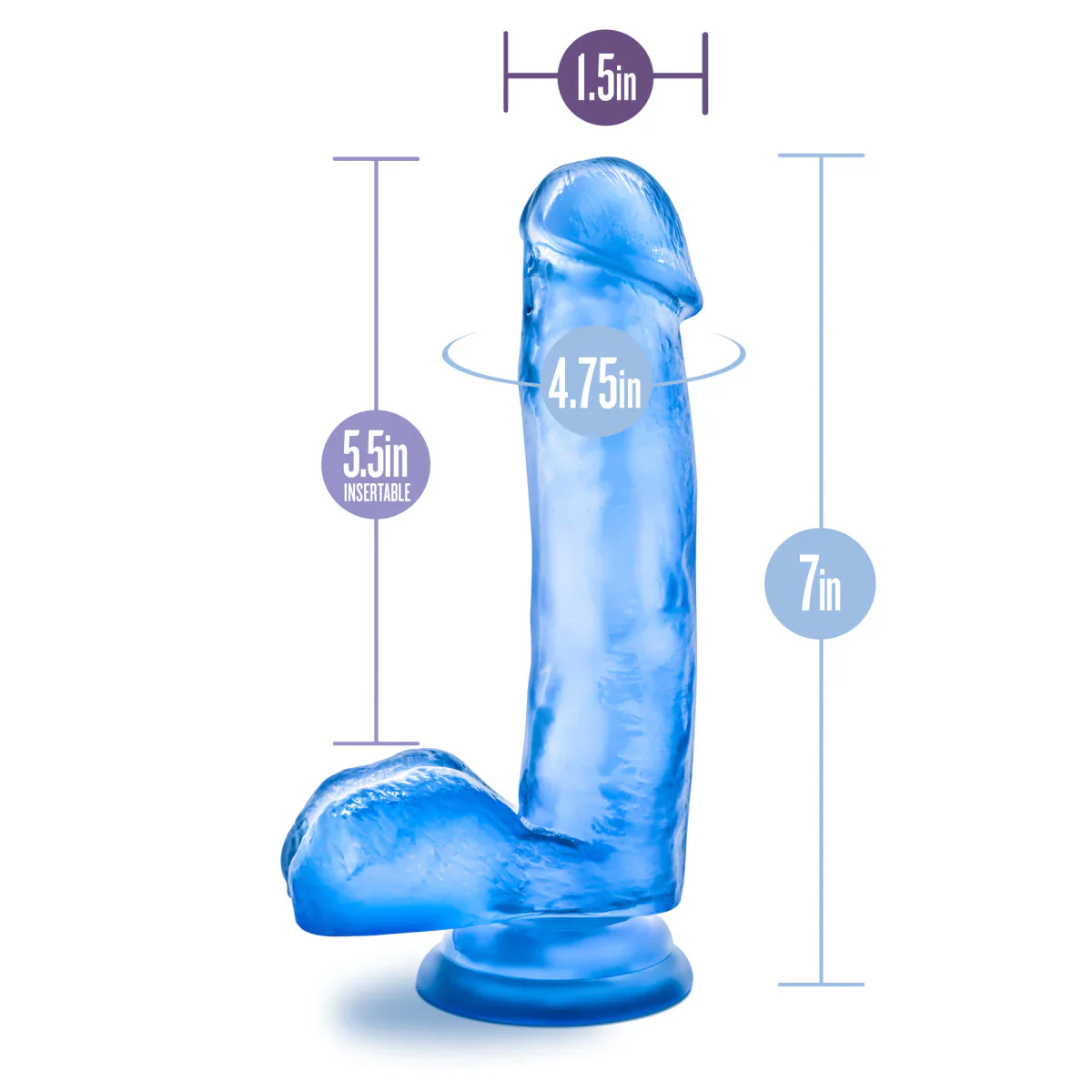 B Yours Sweet N' Hard 1 Realistic Blue 7-Inch Long Dildo - Image 3