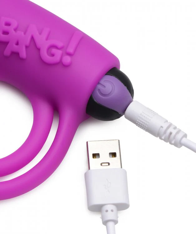 BANG Remote Control 28X Vibrating Cock Ring & Bullet - Purple - Image 4