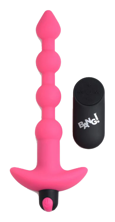BANG Remote Control Vibrating Silicone Anal Beads - Pink - Image 2