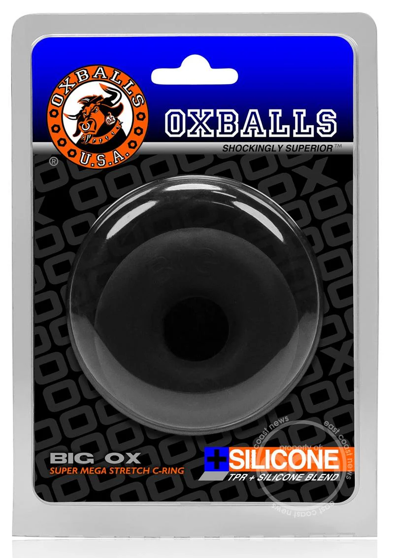 Big Ox Super Mega Stretch Cockring Silicone - Black - Image 2