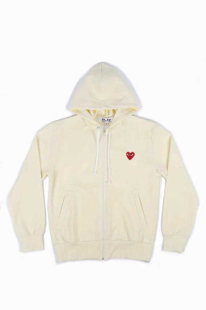 COMME DES GARCONS PLAY ZIP UP HOODIE IVORY - Image 4
