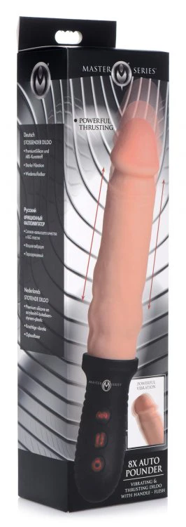 8X Auto Pounder Vibrating and Thrusting Dildo with Handle by Master Series - FLESH - Image 8