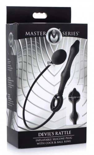 Devils Rattle Inflatable Silicone Anal Plug with Cock and Ball Ring - Image 2