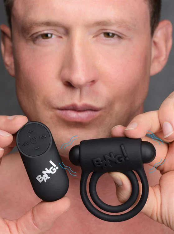 BANG Remote Control 28X Vibrating Cock Ring & Bullet - Black - Image 7
