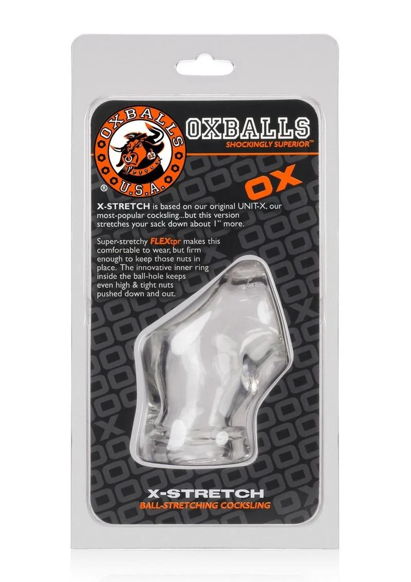 Oxballs Atomic Jock Unit-X Cock Ring and Ball Stretcher 3in - Clear - Image 2