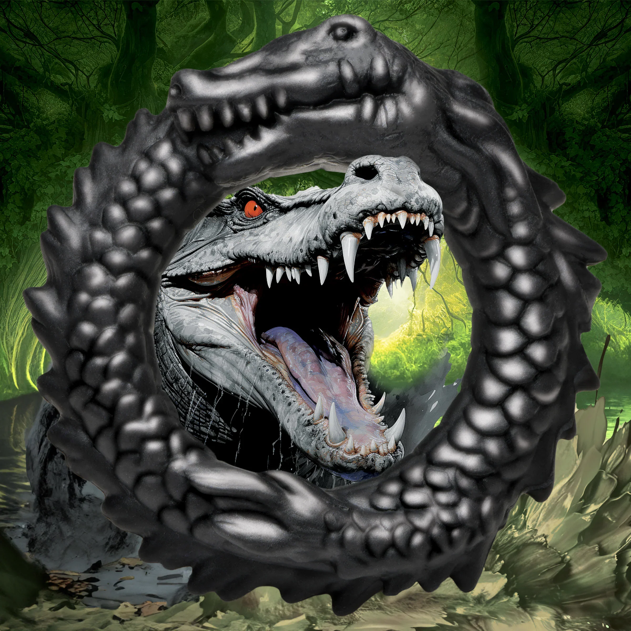 Creature Cocks Black Caiman Silicone Cock Ring - Image 2