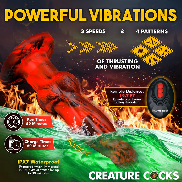 Creature Cocks Hell Wolf Thrusting & Vibrating Silicone Dildo - Image 8