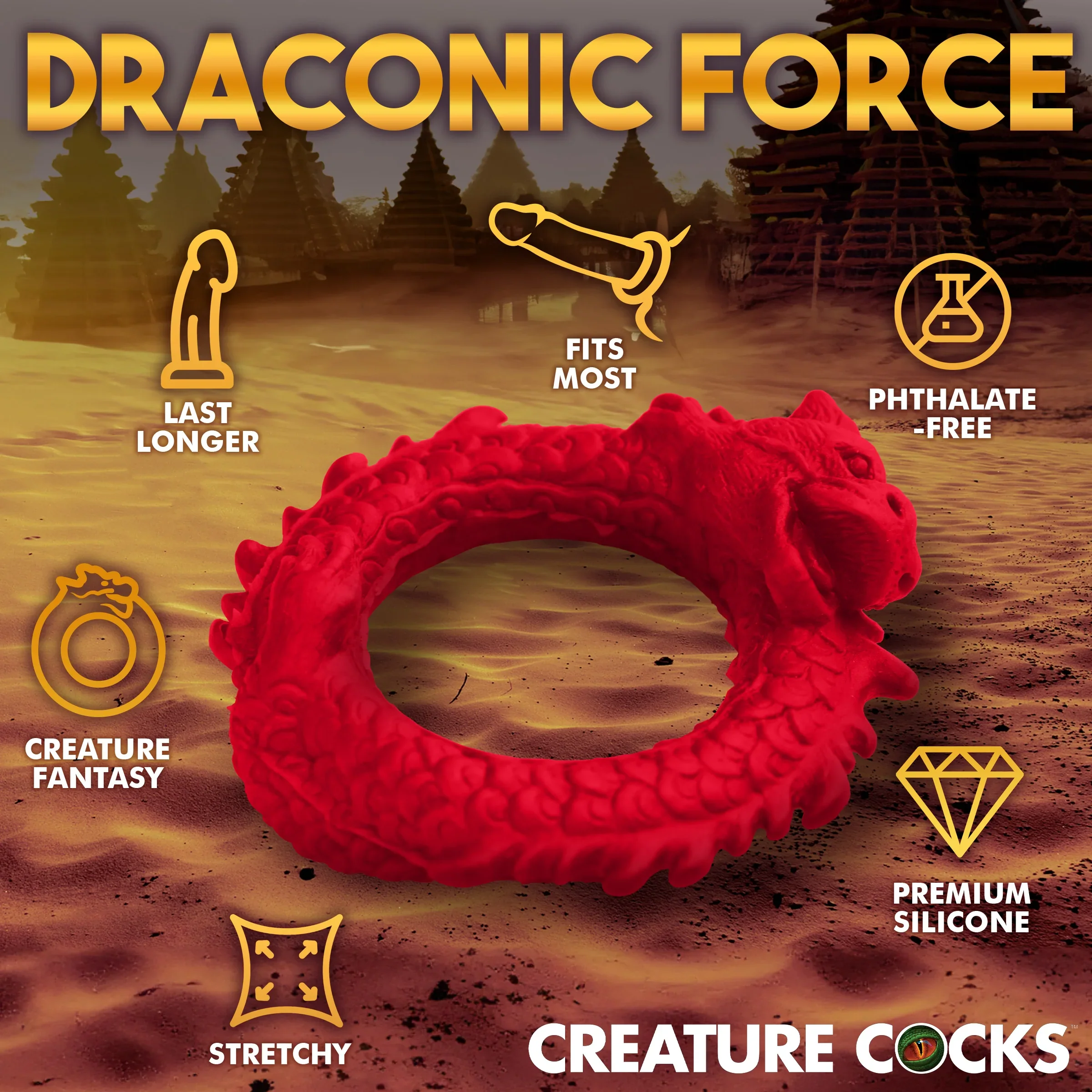 Creature Cocks Rise Of The Dragon Silicone Cock Ring - Image 8