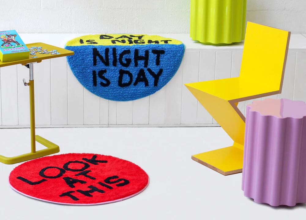 Day is Night / Night is Day Shaggy Floor Mat - Third Drawer Down X David Shrigley - Image 2