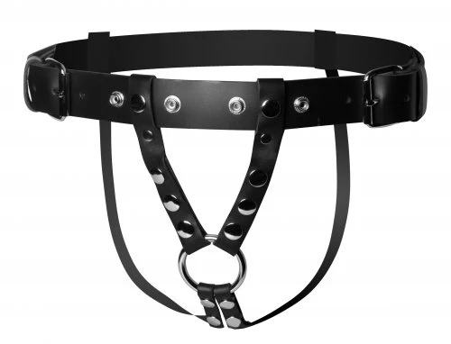 Double Penetration Premium Leather Dildo Harness for Men by Strict Leather