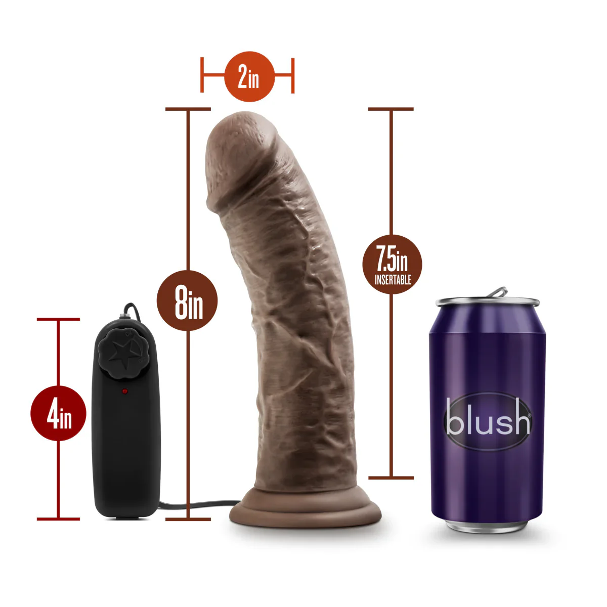 Dr. Skin Dr. Joe Realistic Chocolate 8-Inch Vibrating Dildo - Image 2
