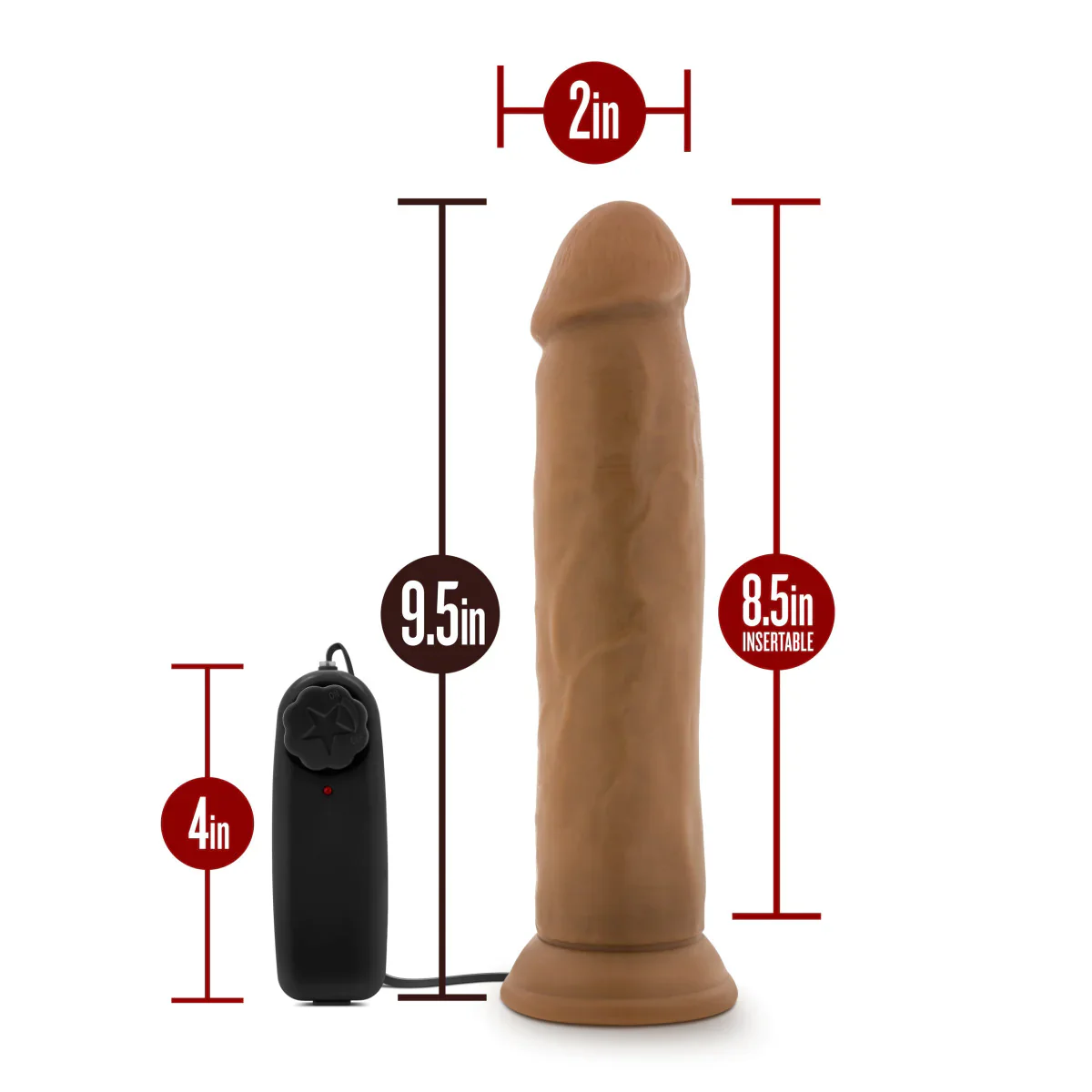 Dr. Skin Dr. Throb Realistic Mocha 9.5-Inch Vibrating Dildo - Image 2