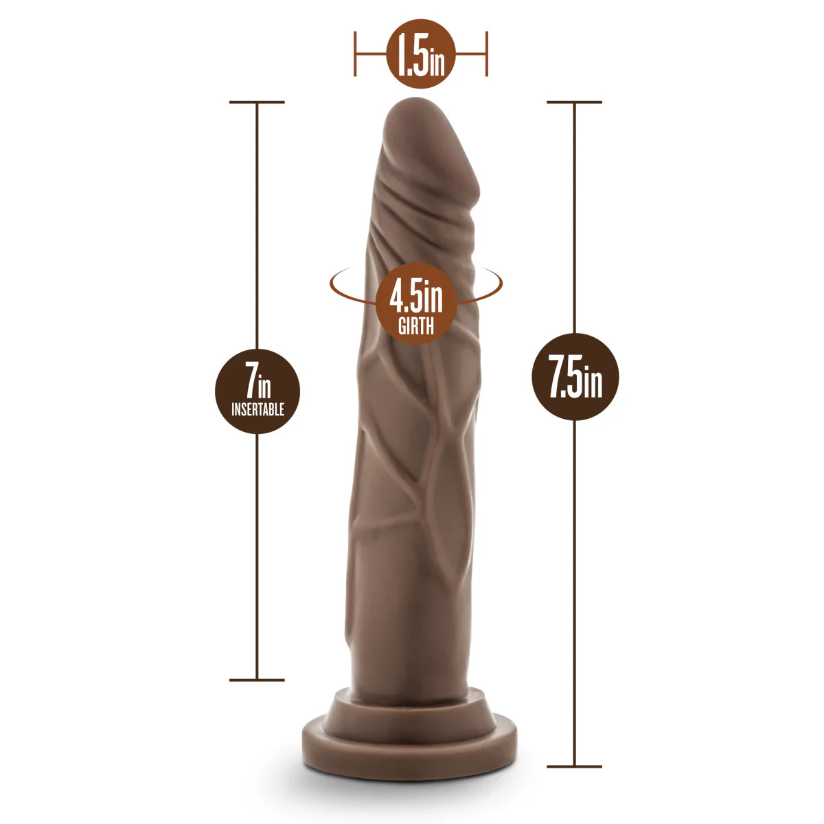 Dr. Skin Realistic Cock Realistic Chocolate 7.5-Inch Long Dildo - Image 2