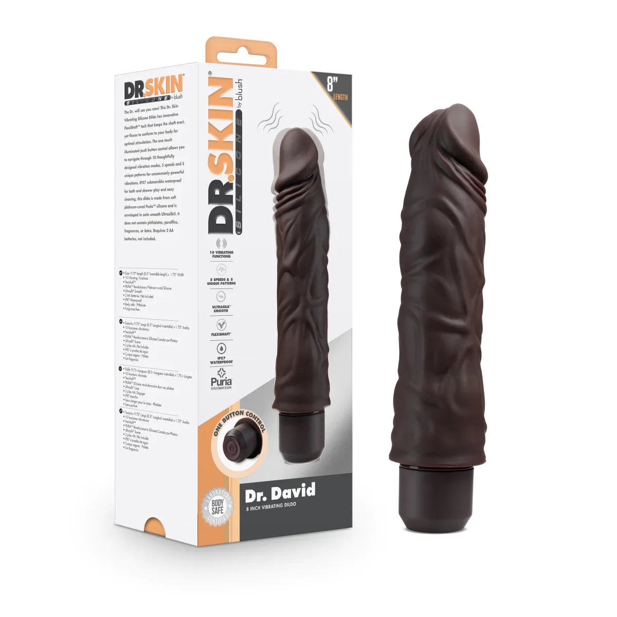 Dr. Skin Silicone Dr. David Brown 8.5-Inch Long Vibrating Dildo
