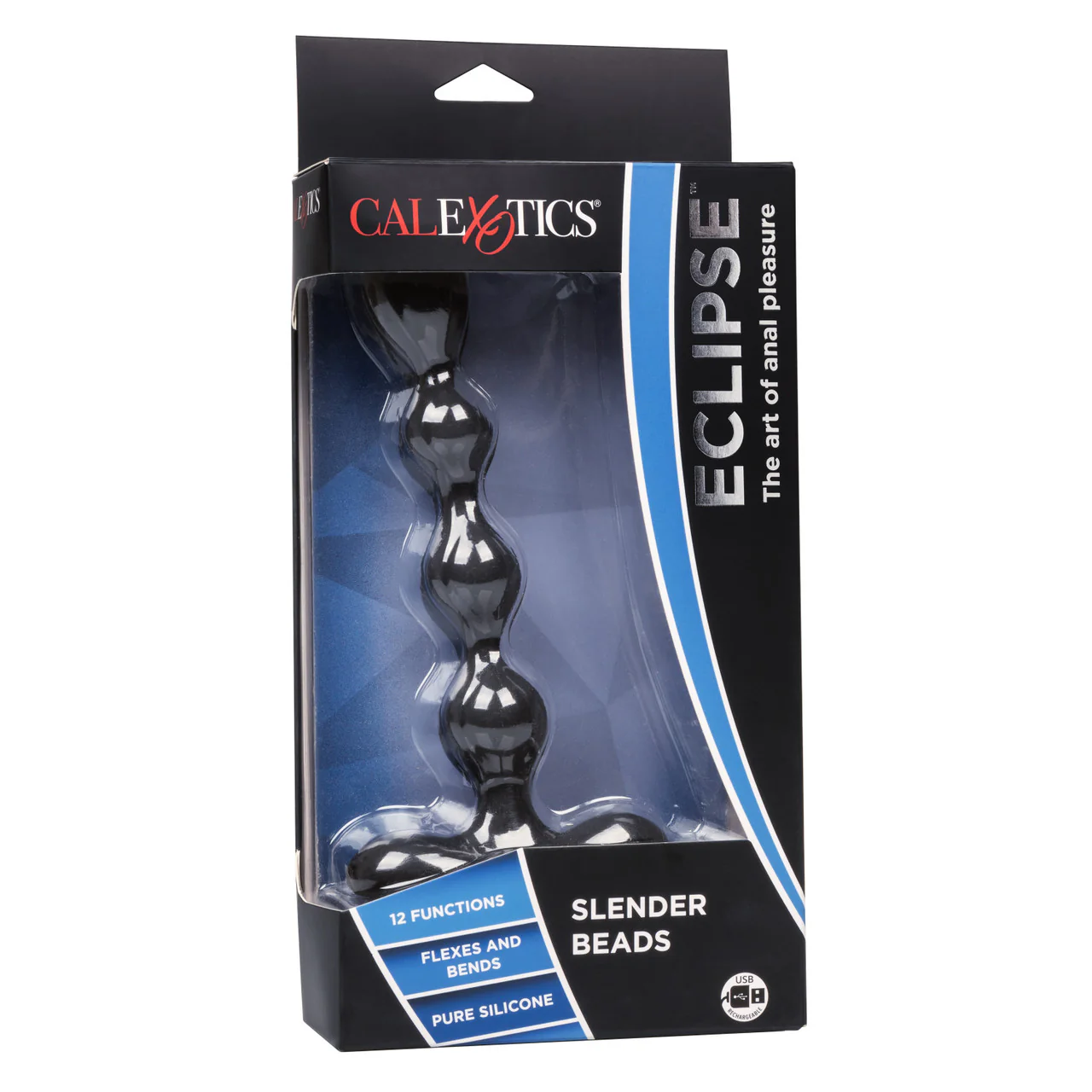 Eclipse Slender Beads Silicone Flexible Rechargeable Anal Beads Probe Waterproof 7in - Image 3