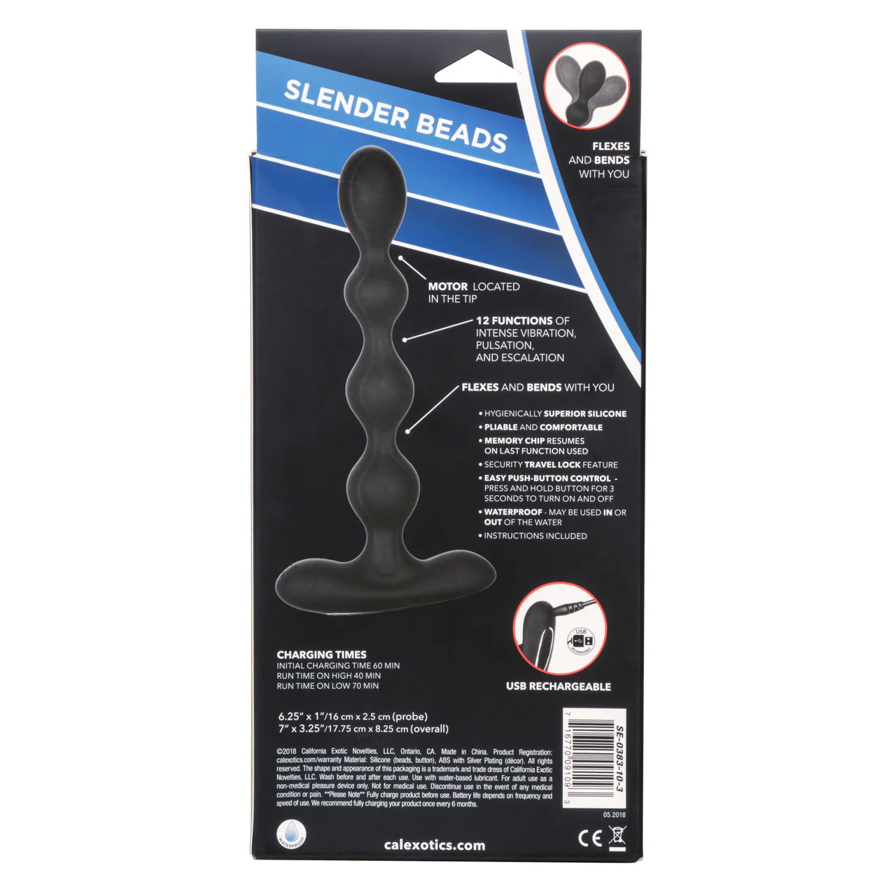 Eclipse Slender Beads Silicone Flexible Rechargeable Anal Beads Probe Waterproof 7in - Image 4