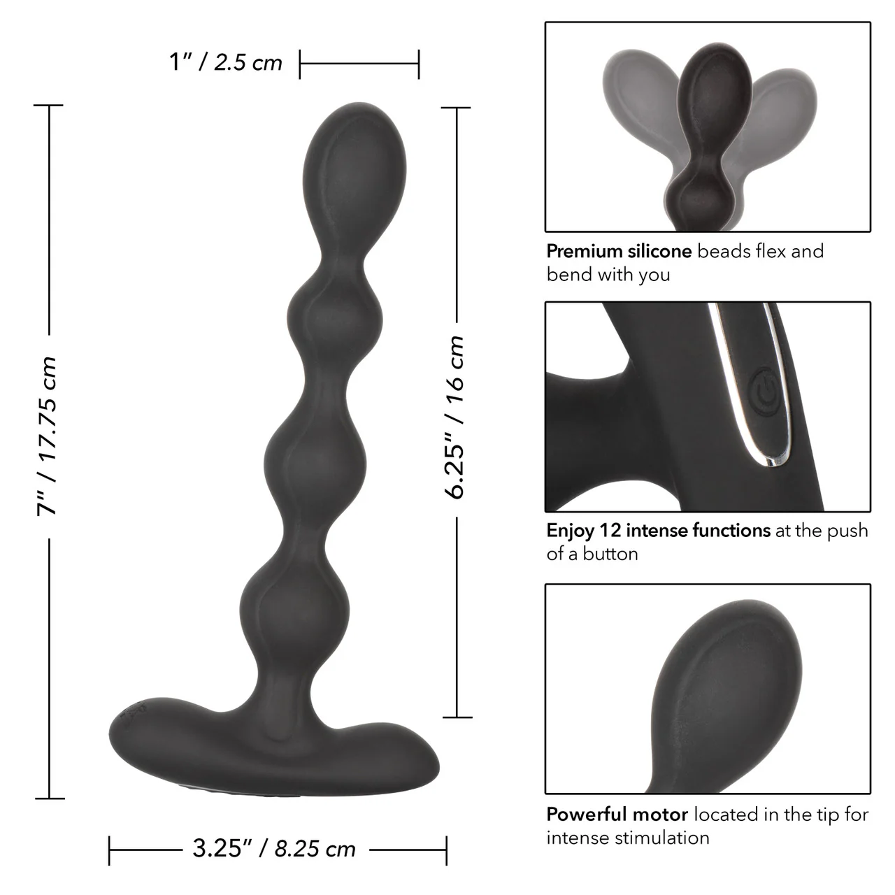 Eclipse Slender Beads Silicone Flexible Rechargeable Anal Beads Probe Waterproof 7in - Image 5