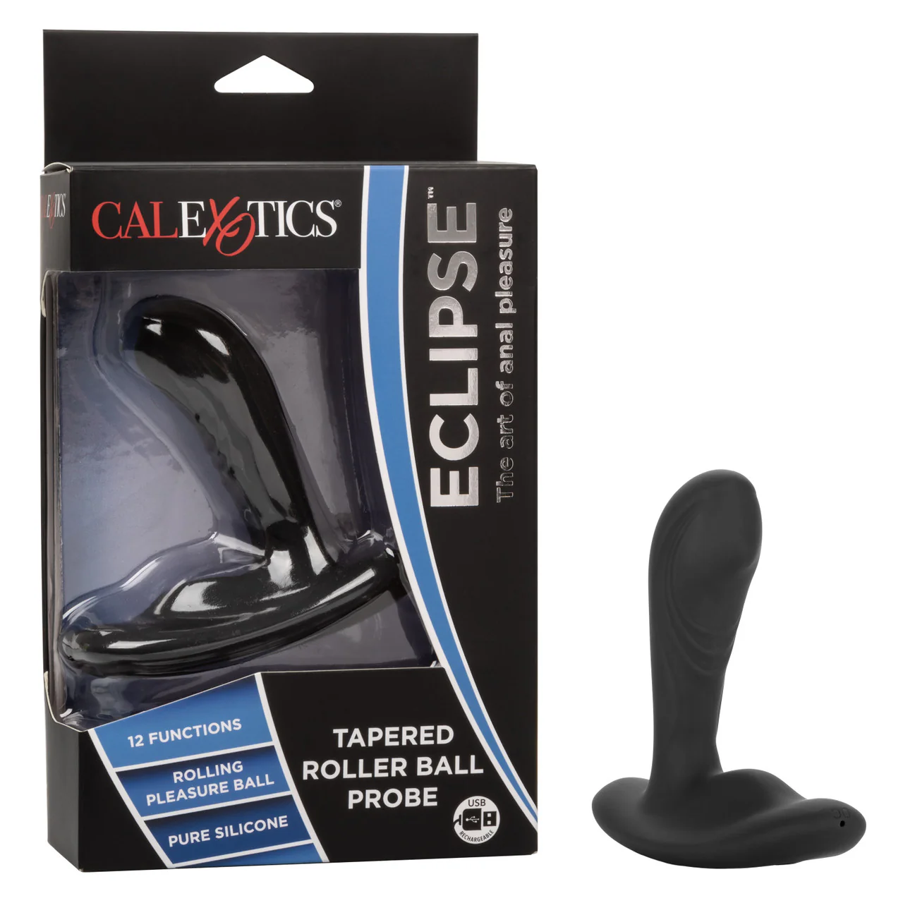Eclipse Tapered Roller Ball Probe Silicone USB Rechargeable Anal Plug Waterproof 4in