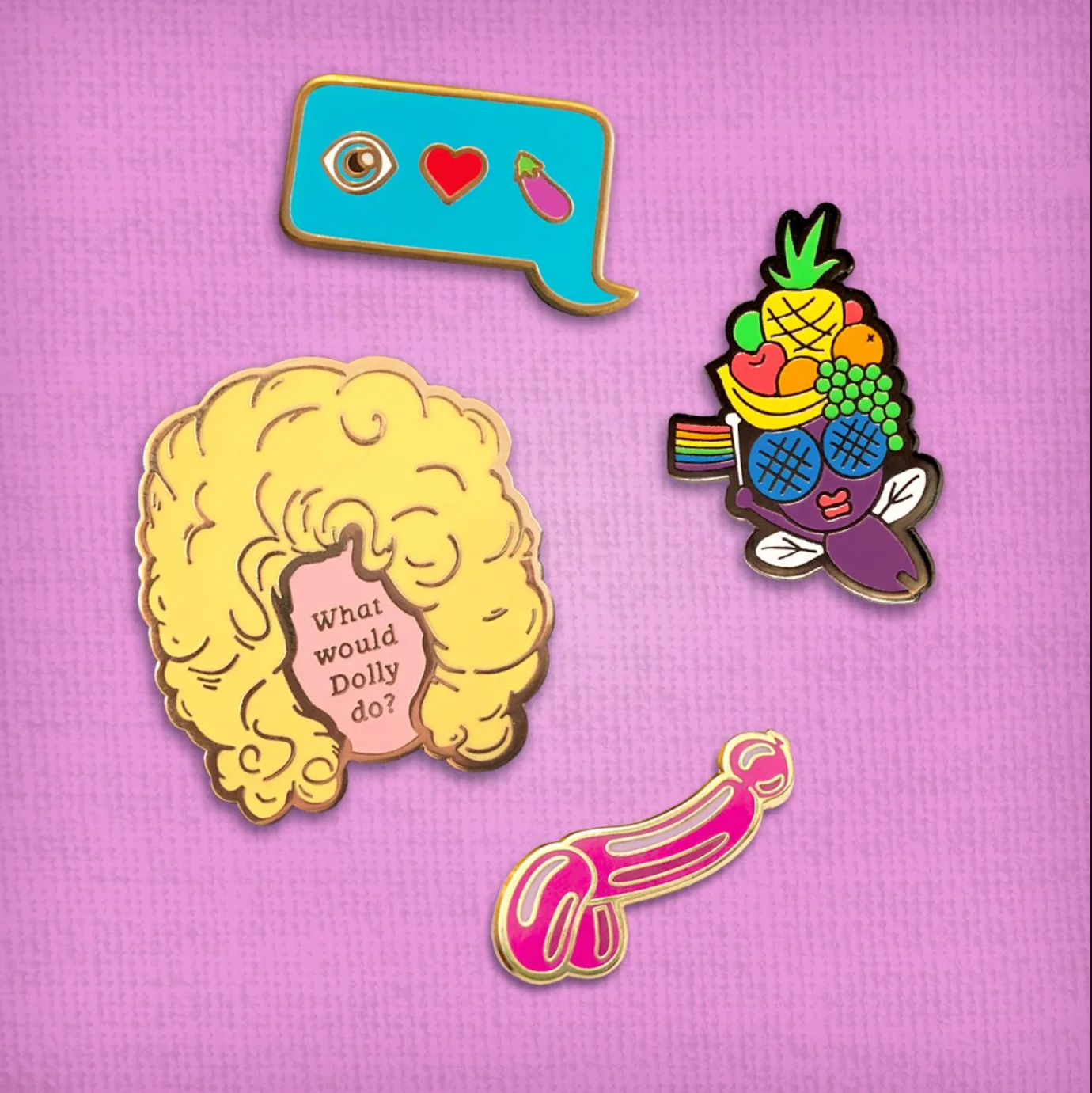 Eye Heart Eggplant Pin by Gaypin' - Image 3