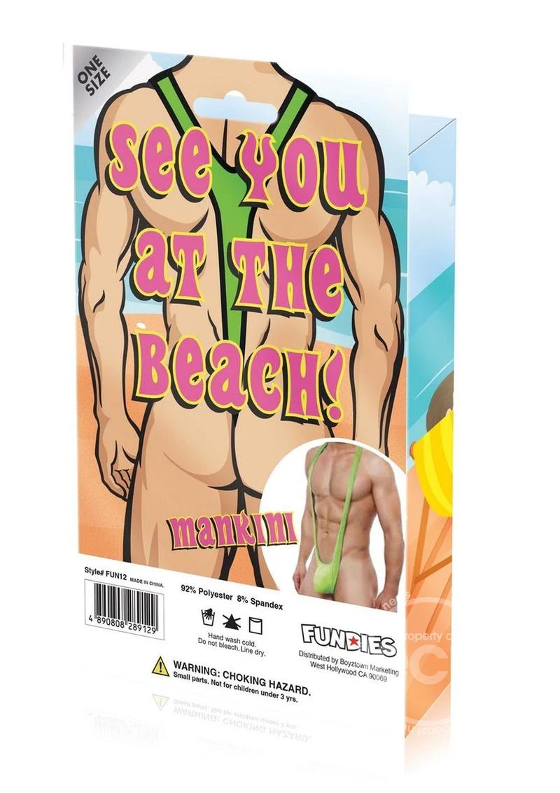 Fundies Mankini with Fake Mustache - O/S - Green - Image 3