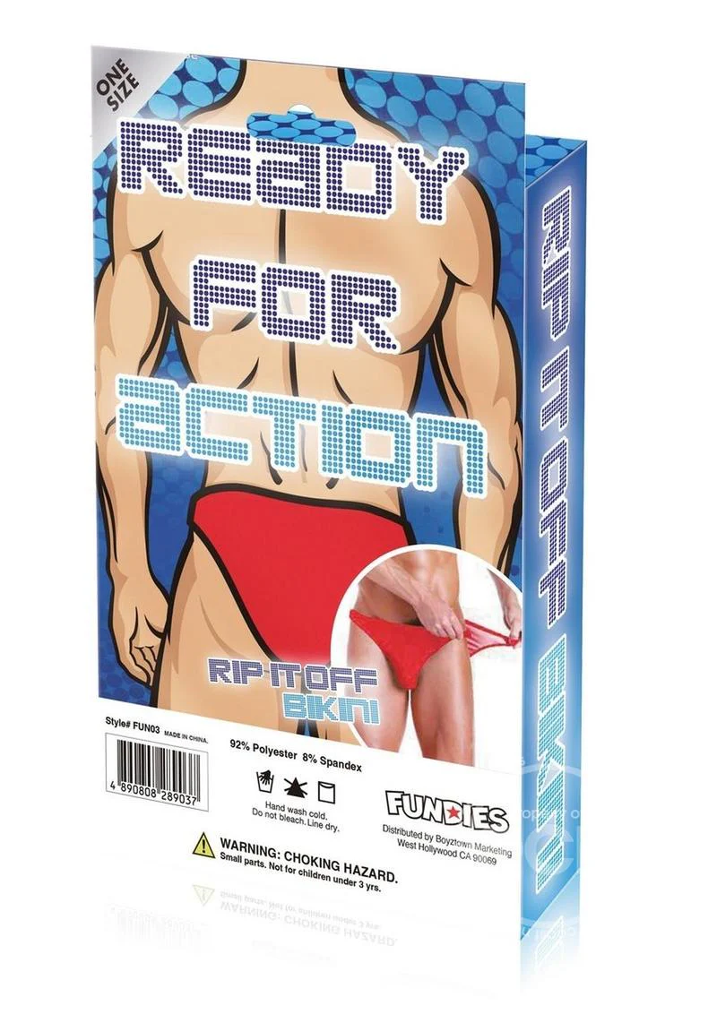 Fundies Rip it Off Bikini with Red Satin Ribbon - O/S - Red - Image 4