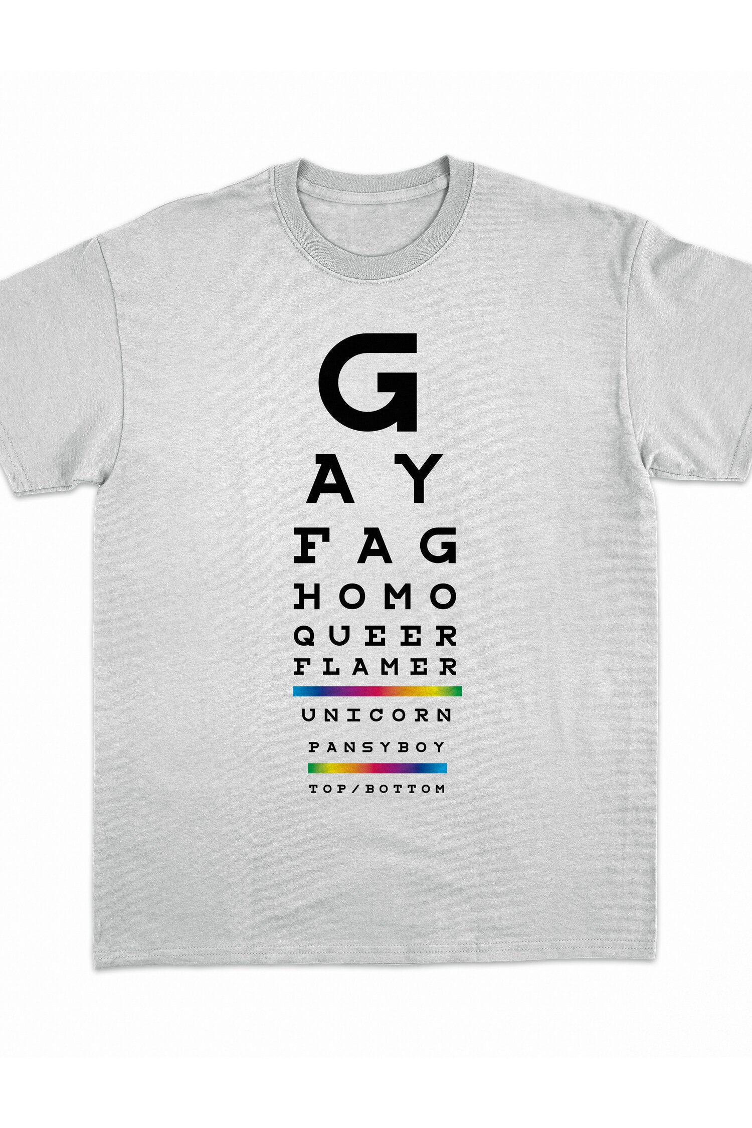 Gay Eye Chart Tee by Peachy Kings - Image 2