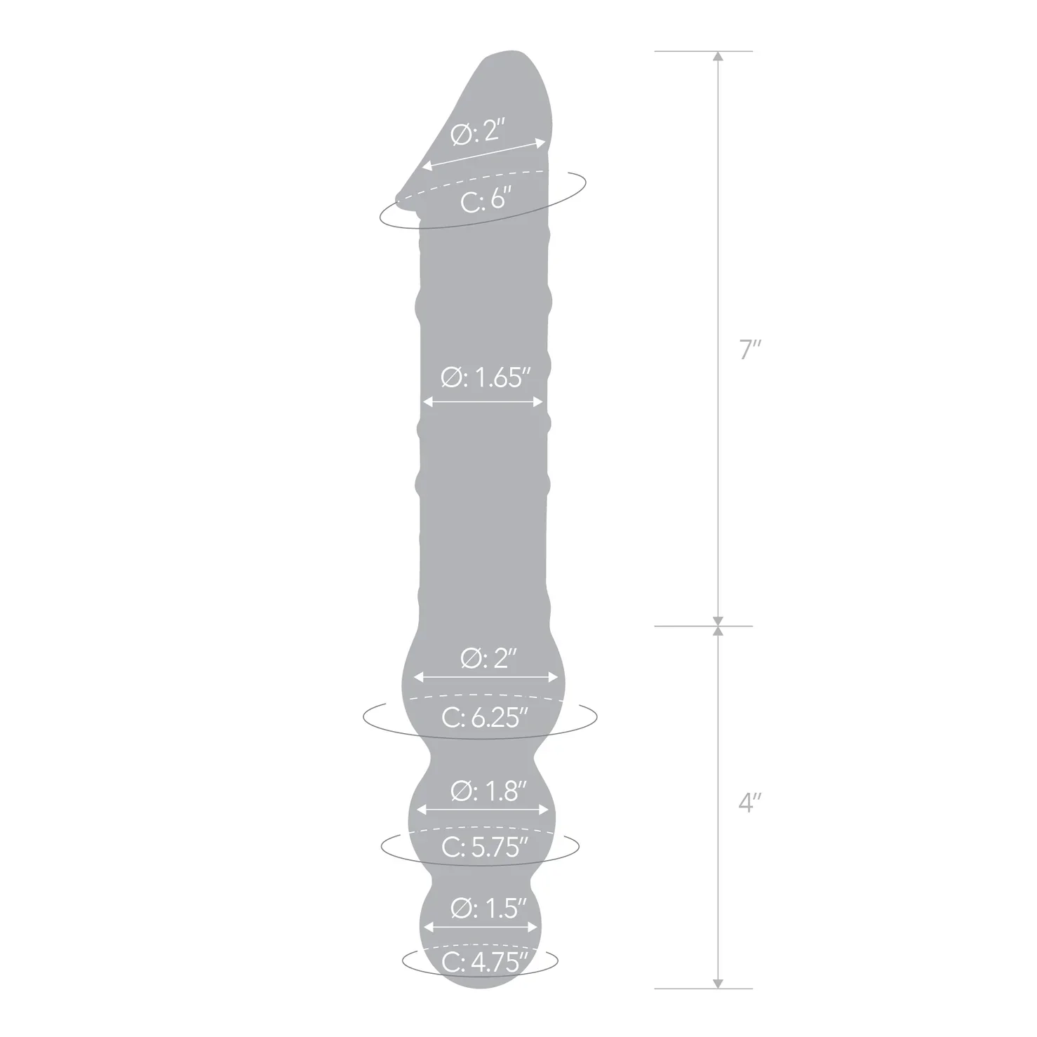Gläs 12" Double Ended Glass Dildo with Anal Beads - Image 7