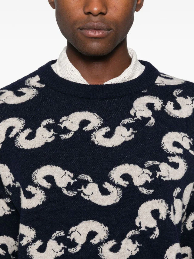 Henrik Vibskov SHRIMPY HORSE KNIT JUMPER - GREY BLACK HORSES - Image 8