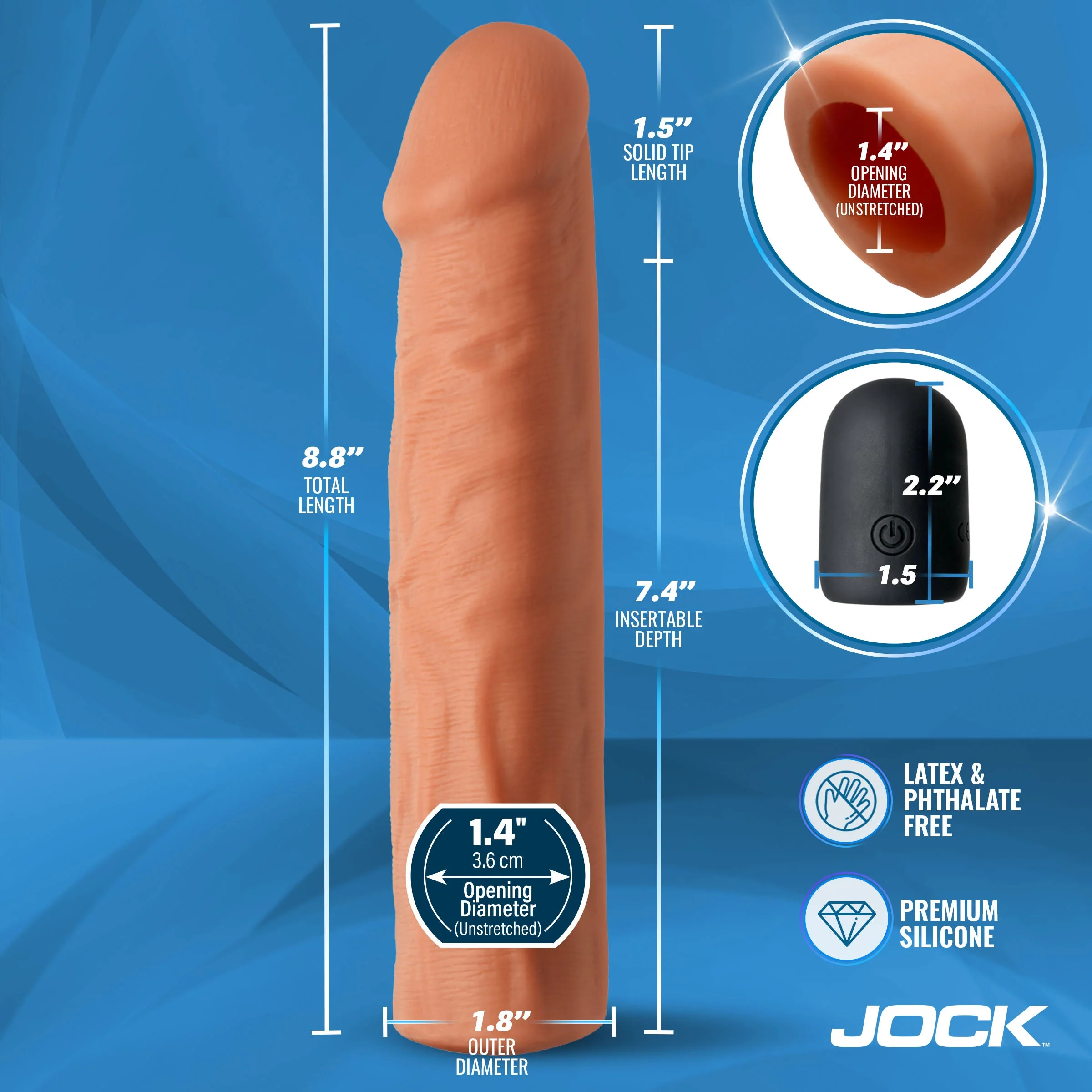JOCK Enhancers Vibrating Penis Extension w/ Remote - Medium - Image 4