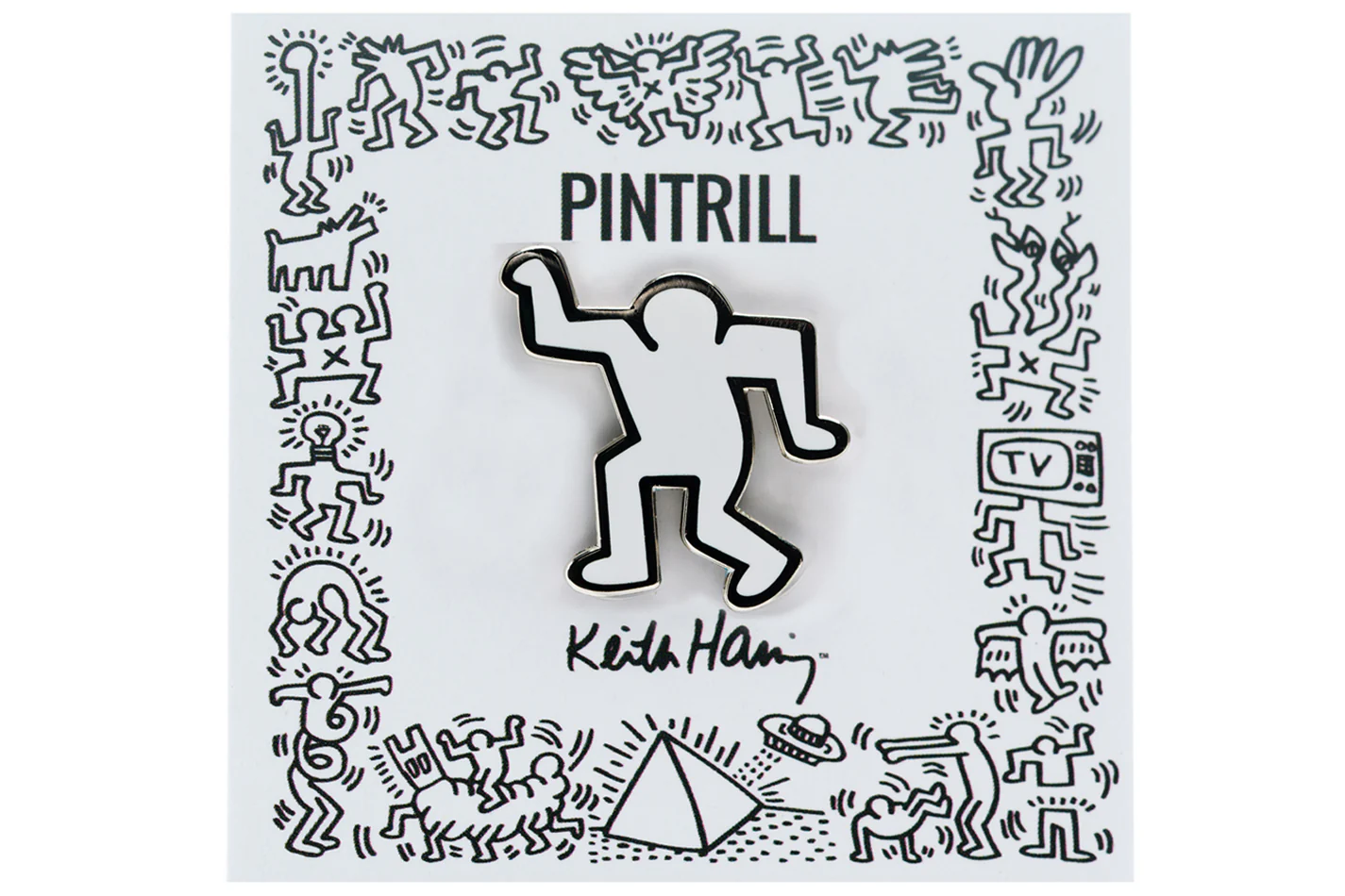 KEITH HARING DANCING MAN PIN - WHITE - Image 3