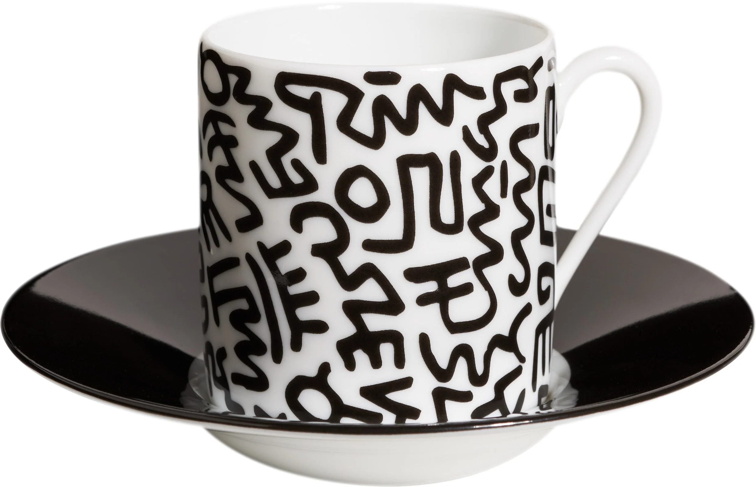 Keith Haring Porcelain Espresso Set Black Pattern - Image 4