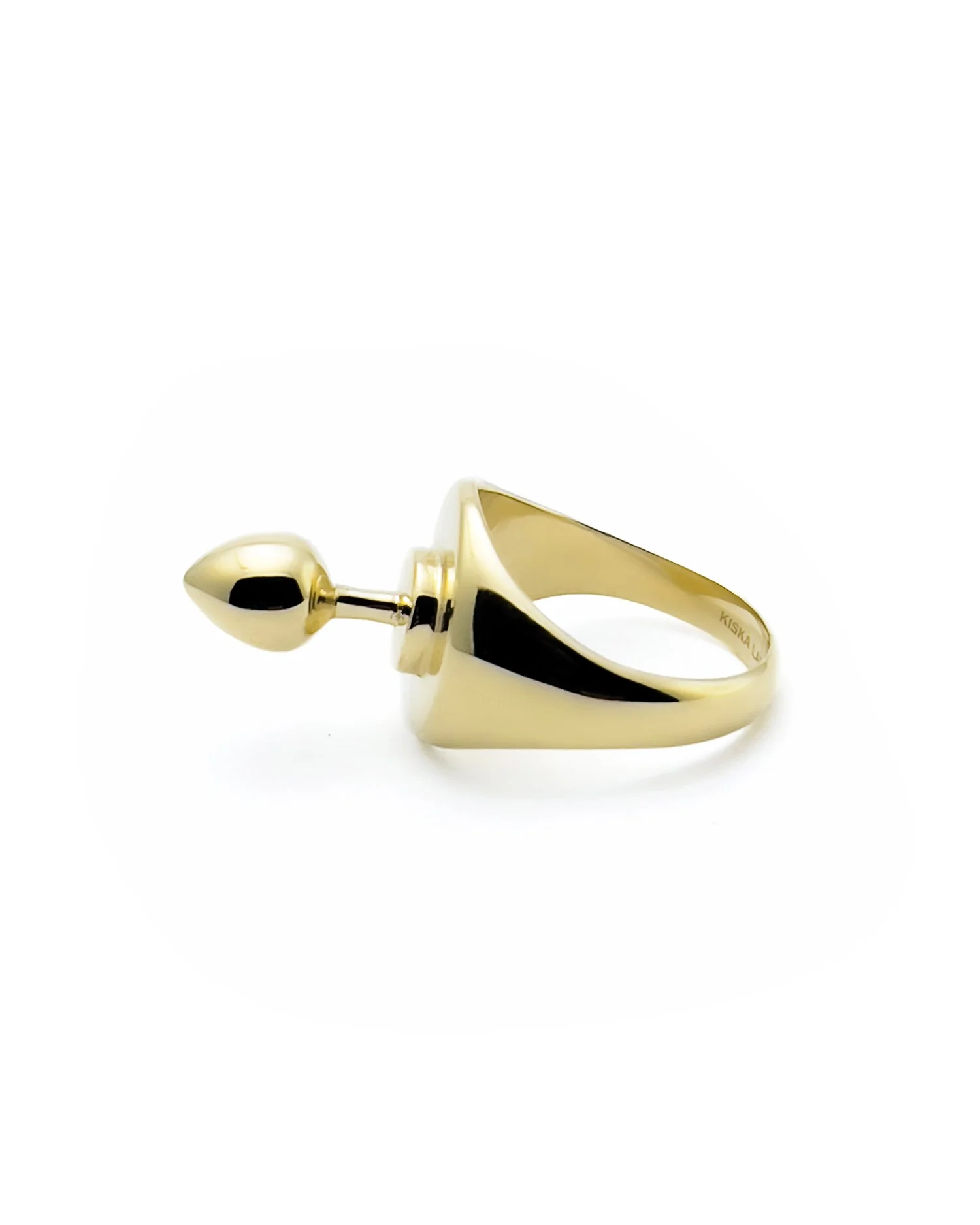 KISKA LAB MINI PLUG SIGNET GOLD RING - Image 5