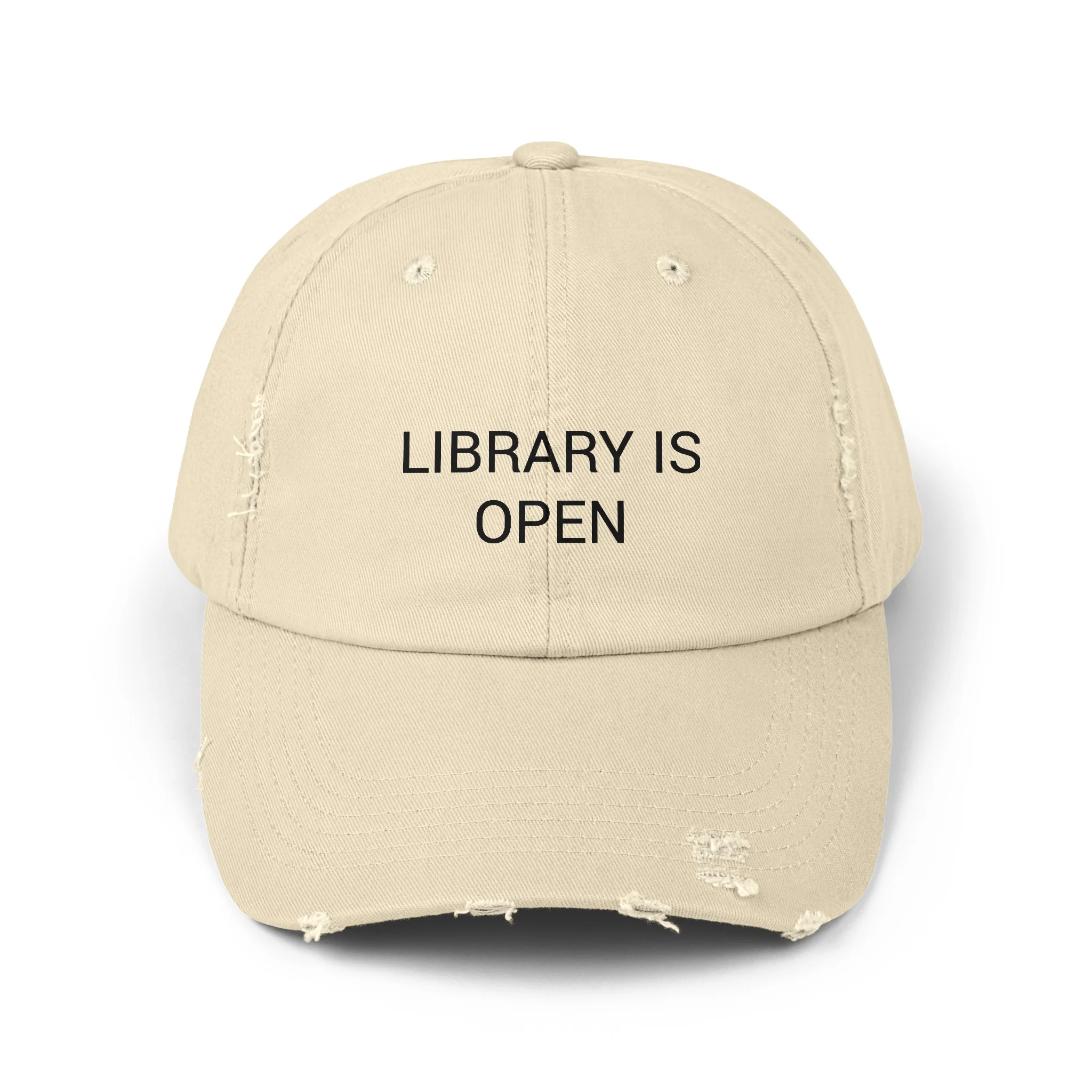 LIBRARY IS OPEN Distressed Cap in 6 colors - Image 5