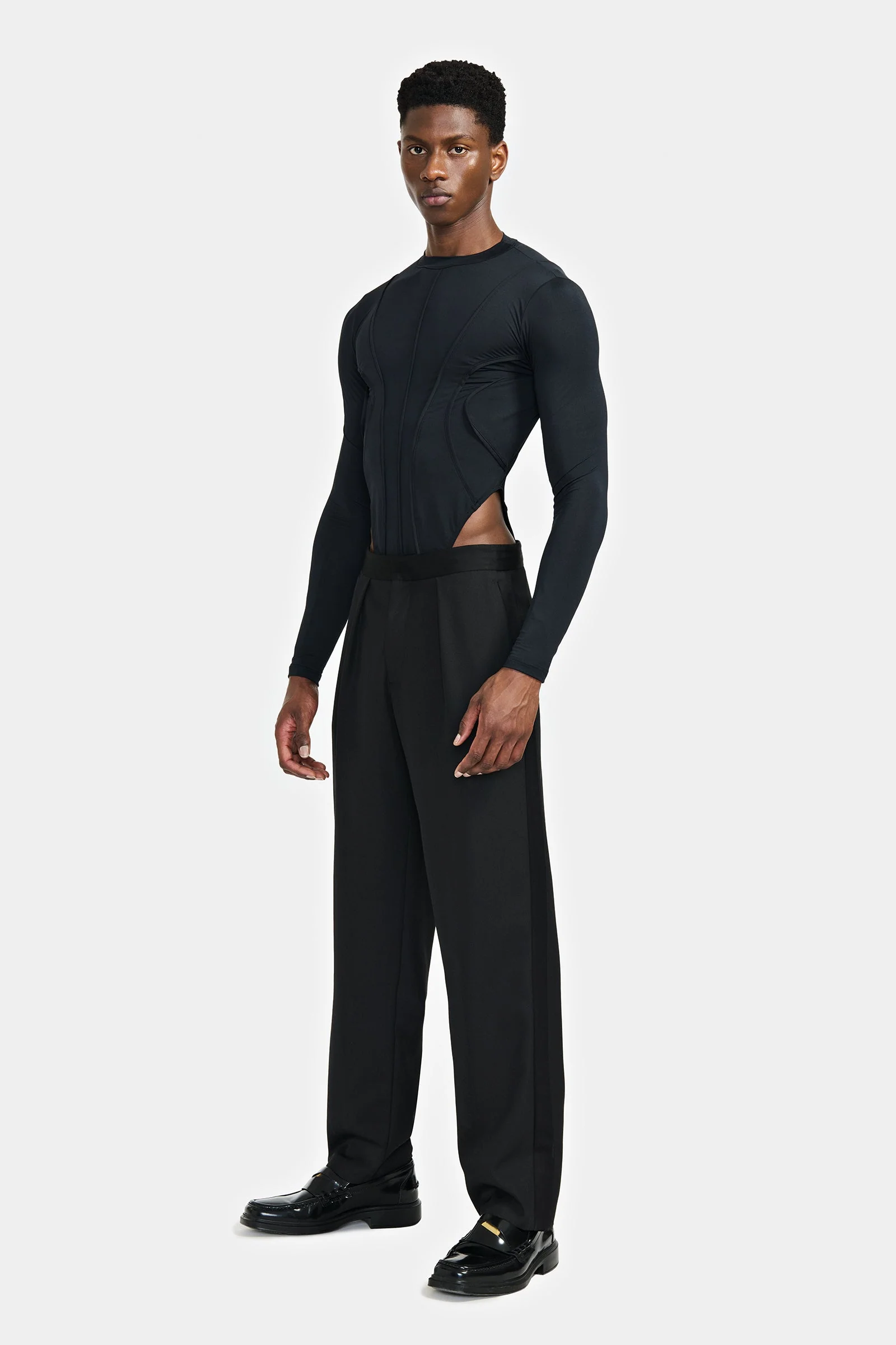 Louis Gabriel Nouchi LONG SLEEVE BODY WITH CORSET DETAILS IN RECYCLED JERSEY - Image 4