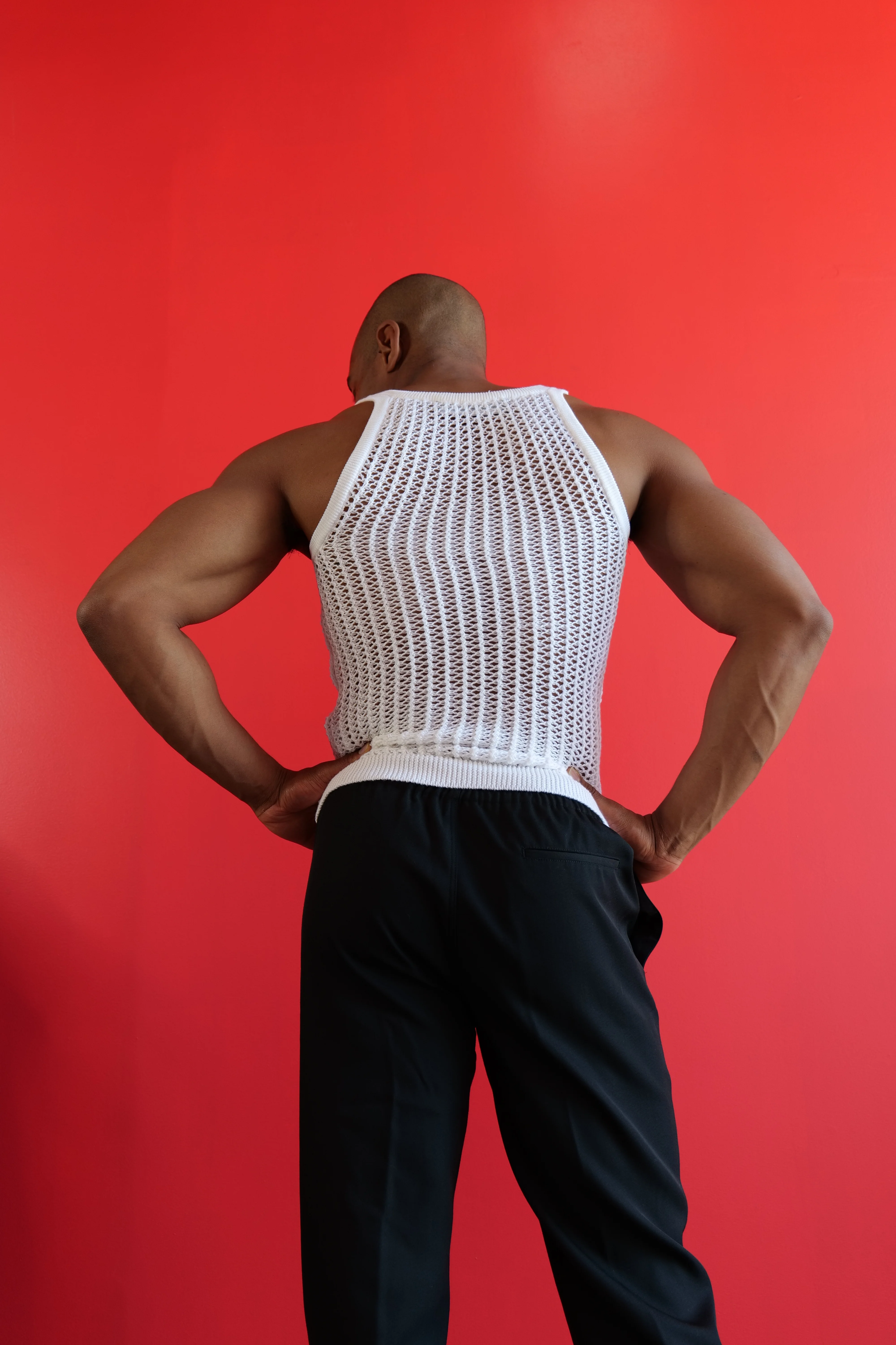 Louis Gabriel Nouchi NET STITCH KNITTED TANK TOP WHITE - Image 3
