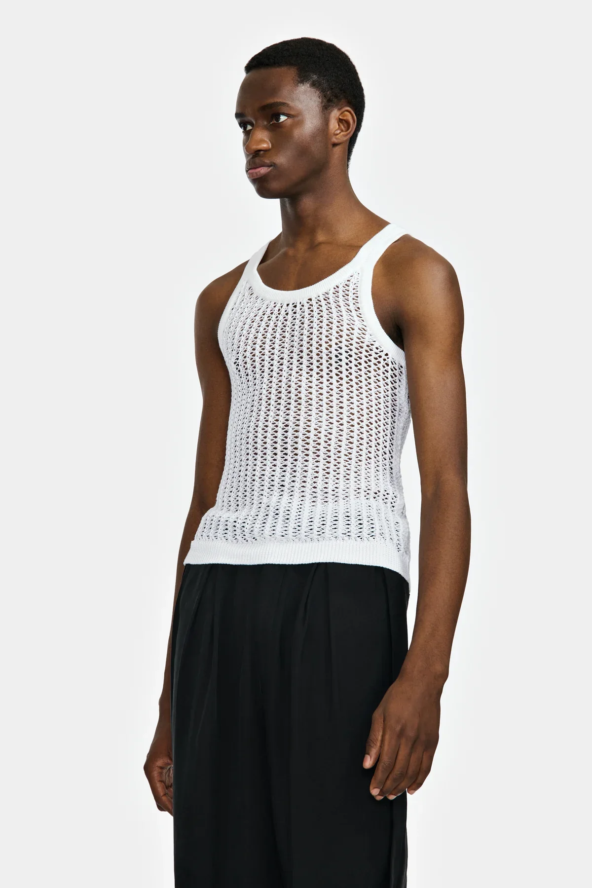 Louis Gabriel Nouchi NET STITCH KNITTED TANK TOP WHITE - Image 4