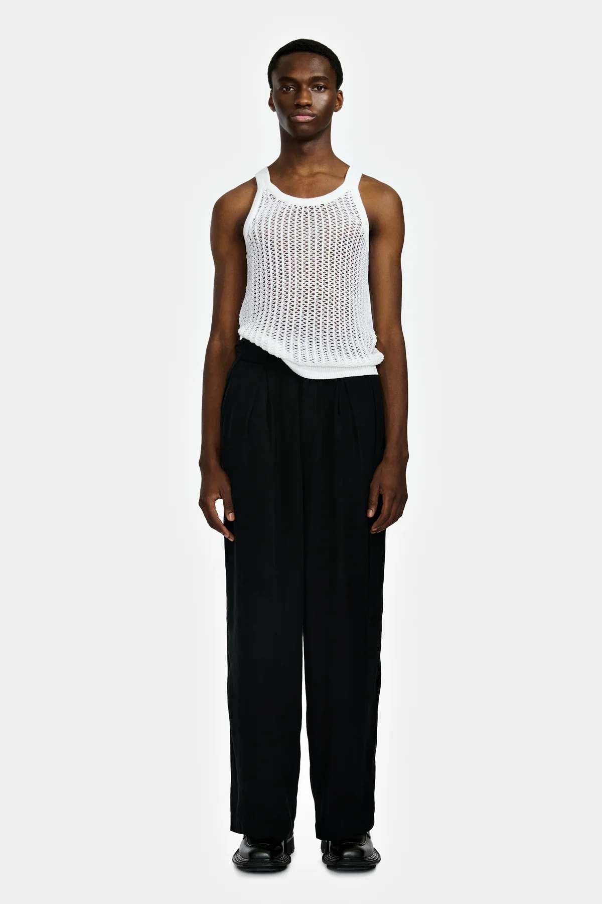 Louis Gabriel Nouchi NET STITCH KNITTED TANK TOP WHITE - Image 5
