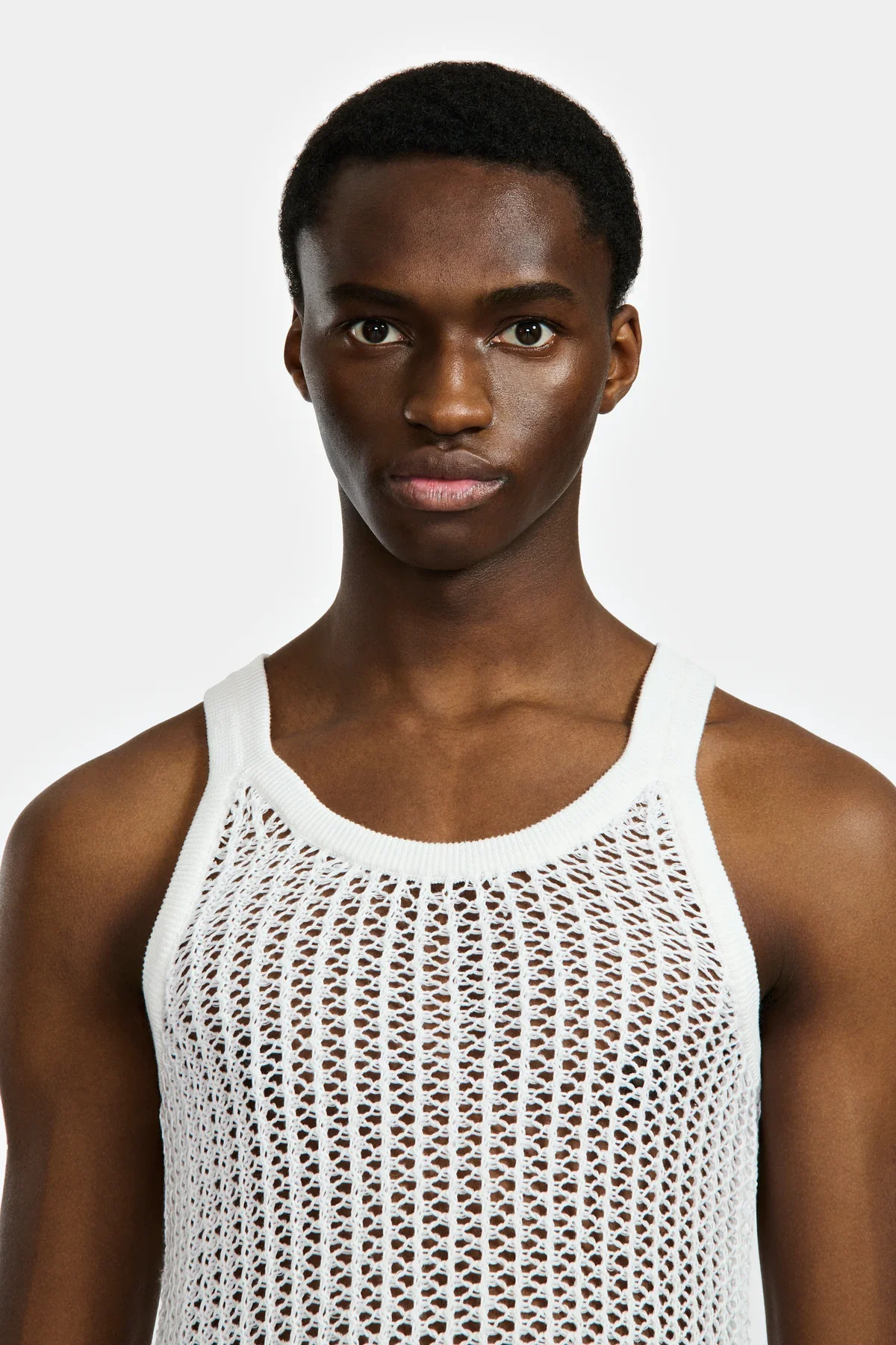 Louis Gabriel Nouchi NET STITCH KNITTED TANK TOP WHITE - Image 7