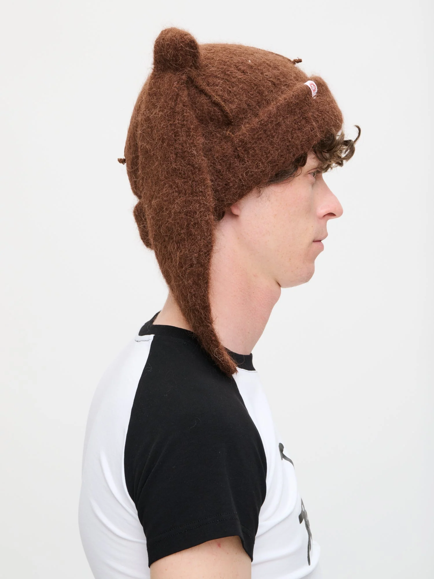 LOVERBOY BY CHARLES JEFFREY ALPACA CHUNKY RABBIT BEANIE in BROWN - Image 5